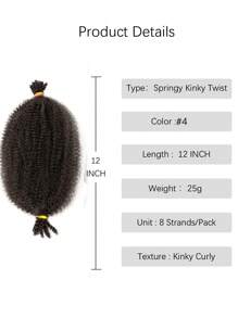 Springy Afro Twist Hair 12 Inch 8 Packs Kinky Twist Braiding Hair Extensions Synthetic Spring Twist Crochet Hair Pre Stretched Braiding Hair For - Brown - View 2