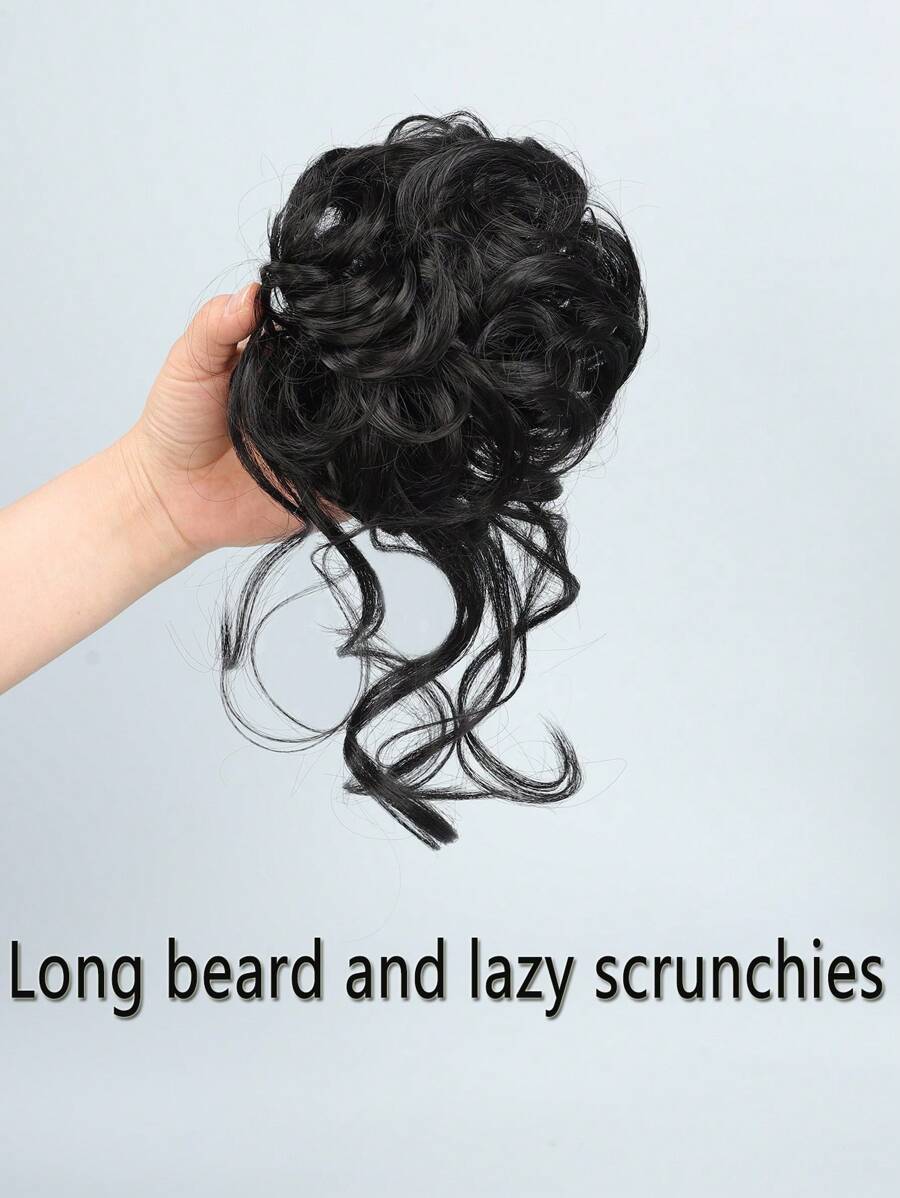 短小波浪合成纖維頭髮髻 - 黑色 - 查看 1