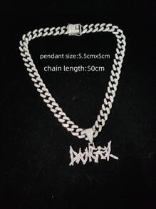 Vòng cổ mặt dây chuyền nam bằng đá rhinestone - Bạc - Xem 3