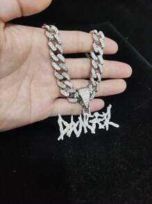 Vòng cổ mặt dây chuyền nam bằng đá rhinestone - Bạc - Xem 4