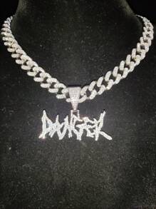 Vòng cổ mặt dây chuyền nam bằng đá rhinestone - Bạc - Xem 5