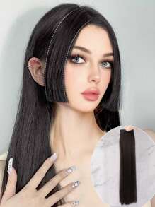 2pcs Short Straight Synthetic Hair Bangs - Black - View 1