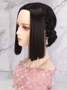 2pcs Short Straight Synthetic Hair Bangs - Black - View 5