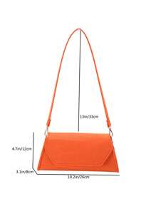 中等的法棍包鱷魚壓紋翻蓋適用於日常 - 橘色 - 查看 3