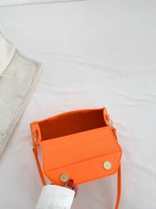 中等的法棍包鱷魚壓紋翻蓋適用於日常 - 橘色 - 查看 5