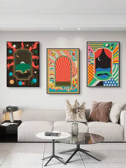 3入組幾何樣式無框畫