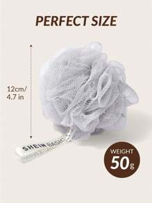 SHEIN Basic living 1 件升级版 50 克沐浴沐浴丝瓜络海绵球沐浴露擦洗器浴室装饰夏季 - 灰色 - 查看 3