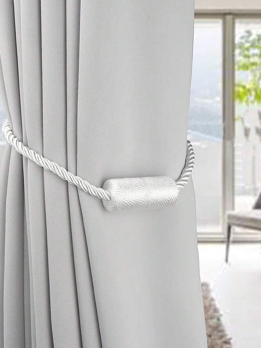 2pcs Plain Curtain Tieback - White - View 1
