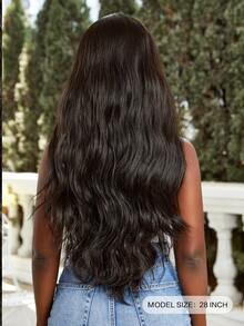 Peluca sintética de cabello rizado largo con flequillo, adecuada para decoración diaria del cabello - Dark Brown - Ver 2