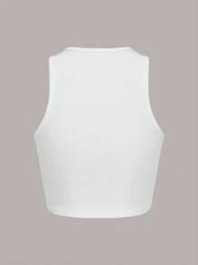 SHEIN ICON Contrast Binding Zip Up Tank Top - White - View 2