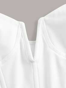 SHEIN ICON Áo nữ Bất đối xứng màu trơn Gợi cảm - trắng - Xem 3