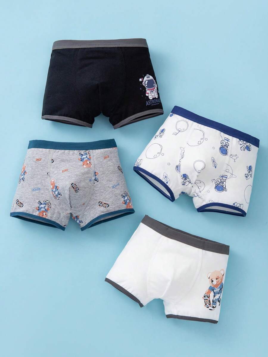 Tween Jungen 4 Stück Boxershorts mit Cartoon-Grafik