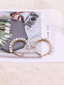 Pendientes de aro con diseño de cuenta - Multicolor - Ver 3