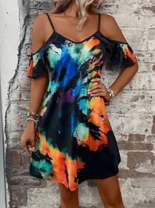 SHEIN LUNE Đầm Cà vạt nhuộm Giải trí - Nhiều màu - Xem 4