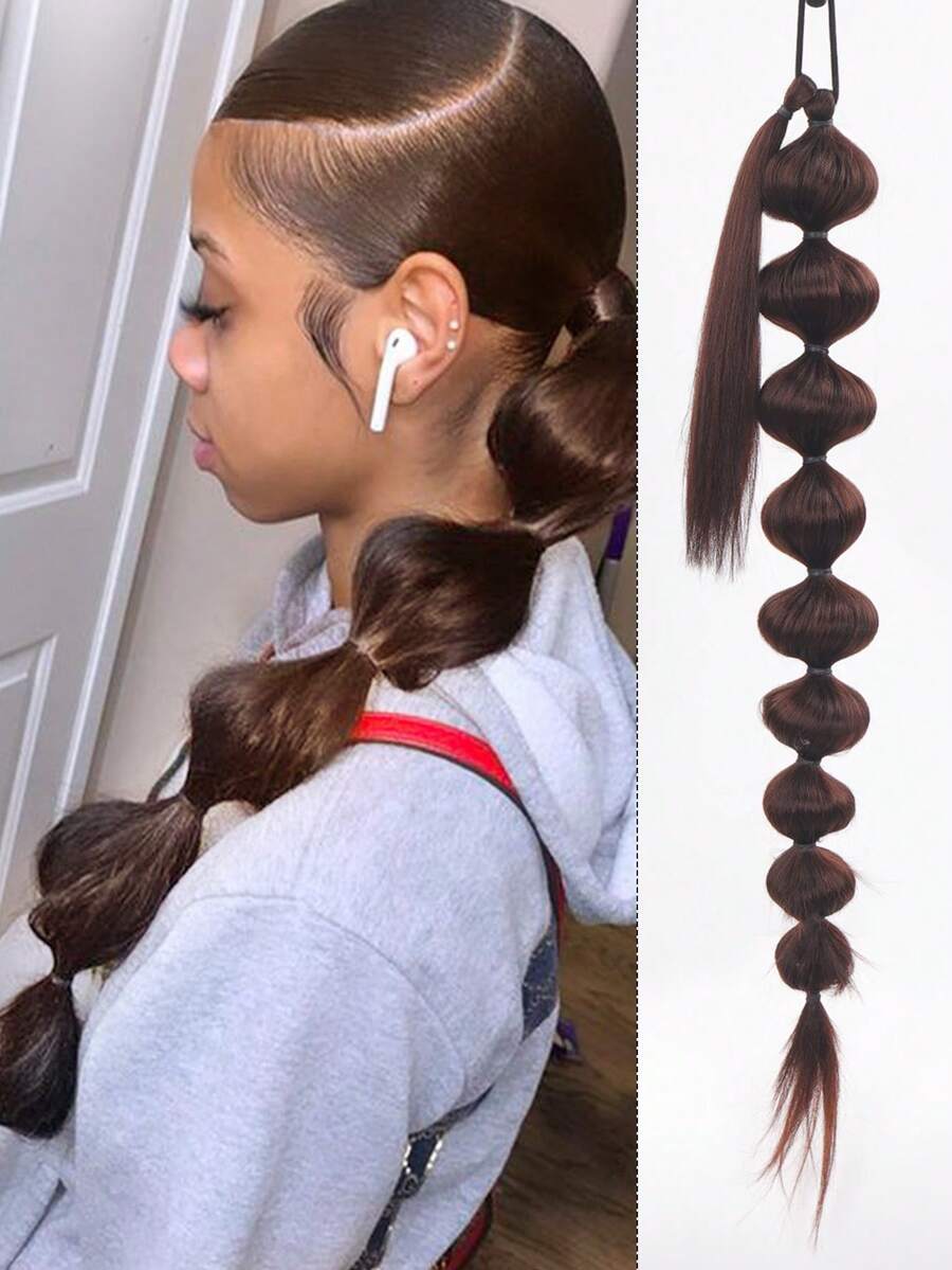 超長編織馬尾合成纖維接髮 - Dark Brown - 查看 1