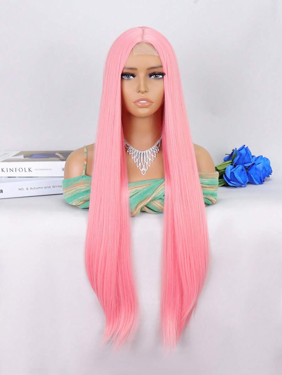 合成耐熱 U 形蕾絲假髮 4*1 超長直中部分 32 英寸漸變日常用於女式女孩自然外觀優質合成柔軟初學者友好假髮