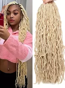 6 包女士 Soft Locs 钩针假发，Soft Locs 合成钩针假发，预成圈金发接发，仿 Locs 脏辫合成接发，可作为圣诞礼物（613#-6P） - 米色 - 查看 1