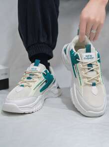 Giày thể thao chunky Colorblock cho nam, Giày thể thao buộc dây phía trước dạng lưới - Màu be - Xem 2