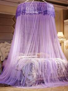 1件纯色蚊帐，吊顶式，高密度，安装简便，收纳方便，适用于家庭卧室、户外旅行、学生宿舍