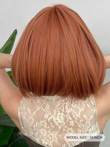 Tóc giả tổng hợp ngắn thẳng có tóc mái - trái cam - Xem 6