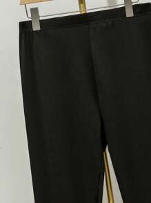 Mulvari 大碼標語圖案落肩袖下擺開叉T恤和緊身褲 - 淡紫色 - 查看 6