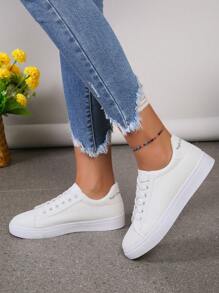 女士字母圖案前綁帶運動鞋