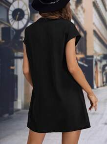 SHEIN LUNE Đầm Khối Màu Đồ họa Giải trí - Đen và trắng - Xem 2