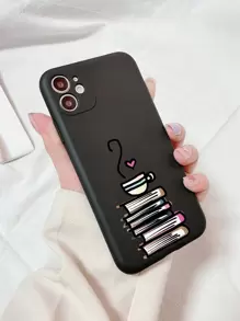 Apple Coffee Cup Book Pattern Phone Case Compatible With IPhone 15/15Pro/15Plus/15Promax,International Version, Not The Domestic Version - Black - View 2