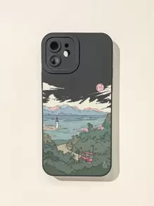 1pc Scenery Print Anti-fall Phone Case Compatible With Iphone15promax Xiaomi Samsung Protective Cover