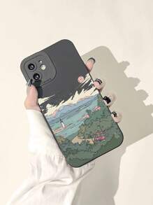 1pc Scenery Print Anti-fall Phone Case Compatible With Iphone15promax Xiaomi Samsung Protective Cover