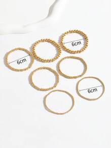 7 Piezas/set Pulseras De Perlas Doradas Para Mujer, Conjunto De Joyas De Moda - Amarillo Oro - Ver 4