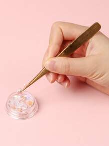 FULL BEAUTY 1pc Stainless Steel Nail Art Tweezers,Nail Supplies,Nail Tools,Nail Art Tools,Back To School,Nails,Nail Tools For Press On Nails - Gold - View 2