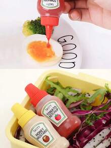 2入組組便攜式迷你醬容器，包括迷你番茄醬瓶、迷你調味瓶、蜂蜜芥末擠壓瓶 - 彩色 - 查看 2