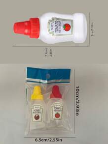 2入組組便攜式迷你醬容器，包括迷你番茄醬瓶、迷你調味瓶、蜂蜜芥末擠壓瓶 - 彩色 - 查看 3