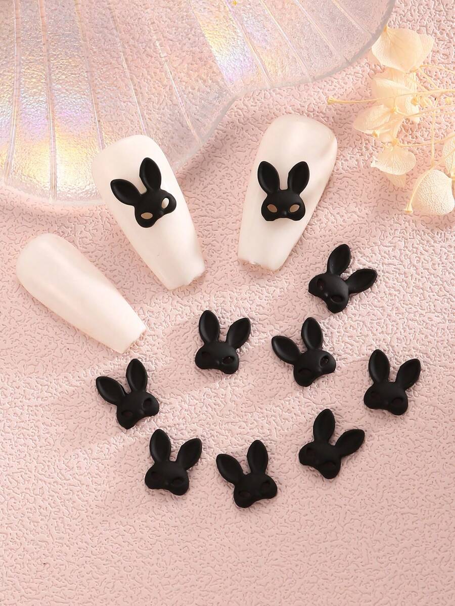 10 miếng/gói miếng dán trang trí móng tay DIY, mặt dây chuyền, đá quý, phụ kiện làm móng, móng tay - màu đen - Xem 1