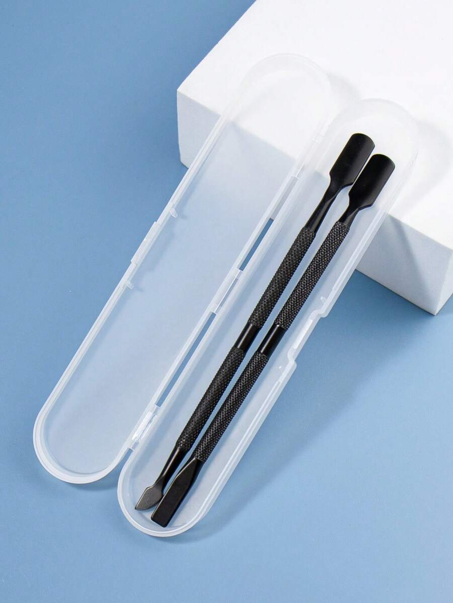 2pcs Nail Art Dead Skin Pusher,Nail Supplies,Nail Tools,Nail Art Tools,Back To School,Nails,Nail Tools For Press On Nails,Manicure Pedicure Tools - Black - View 1
