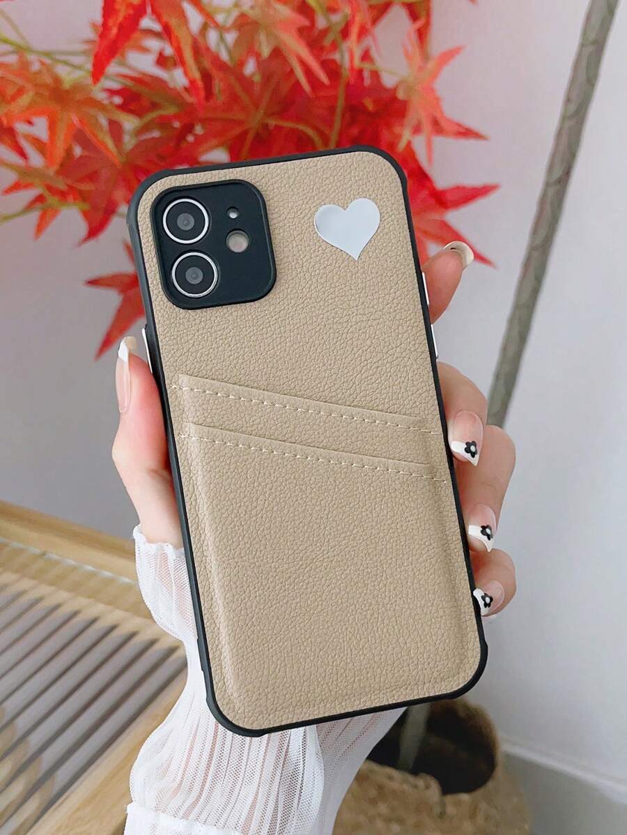 Ốp lưng điện thoại có khe cắm thẻ PU họa tiết trái tim - Rượu sâm banh - Xem 1