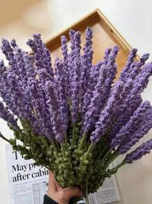 1pc Polyester Artificial Lavender, Fake Flower For Wedding, Home Decor - Purple - View 1