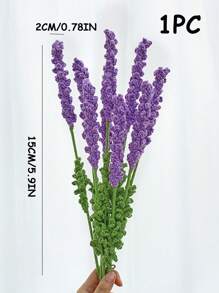 1pc Polyester Artificial Lavender, Fake Flower For Wedding, Home Decor - Purple - View 3