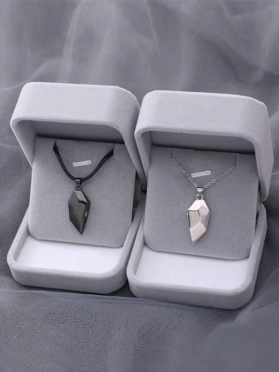 1 对多功能心形磁性情侣项链（无盒） - 彩色 - 查看 1