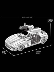 1入組不銹鋼裝飾物件汽車設計DIY家居模型玩具 - 銀色 - 查看 2