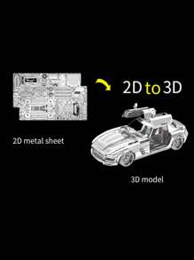1入組不銹鋼裝飾物件汽車設計DIY家居模型玩具 - 銀色 - 查看 6