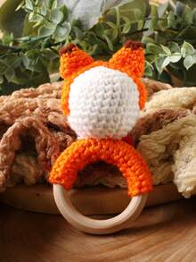 Recién nacido 3d Adorno foto con diseño de zorro - Naranja - Ver 2