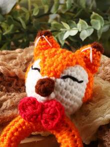 Recién nacido 3d Adorno foto con diseño de zorro - Naranja - Ver 3