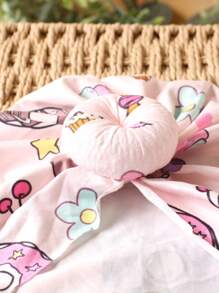 SHEIN Baby Girl Newborn Photography Cartoon Graphic Wrap Blanket & Accessory Hat Prop Autumn Fall - Pink - View 4