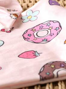 SHEIN Baby Girl Newborn Photography Cartoon Graphic Wrap Blanket & Accessory Hat Prop Autumn Fall - Pink - View 5