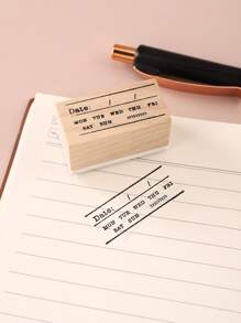 1pc Letter Graphic Wooden Stamp, Vintage Multi-Purpose Wooden Stamp For Office, DIY Craft Back To School - Multicolor - View 1