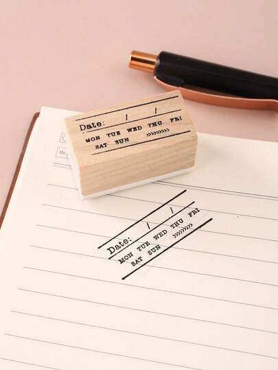 1pc Letter Graphic Wooden Stamp, Vintage Multi-Purpose Wooden Stamp For Office, DIY Craft Back To School