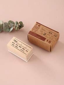 1pc Letter Graphic Wooden Stamp, Vintage Multi-Purpose Wooden Stamp For Office, DIY Craft Back To School - Multicolor - View 4