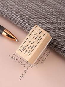 1pc Letter Graphic Wooden Stamp, Vintage Multi-Purpose Wooden Stamp For Office, DIY Craft Back To School - Multicolor - View 5